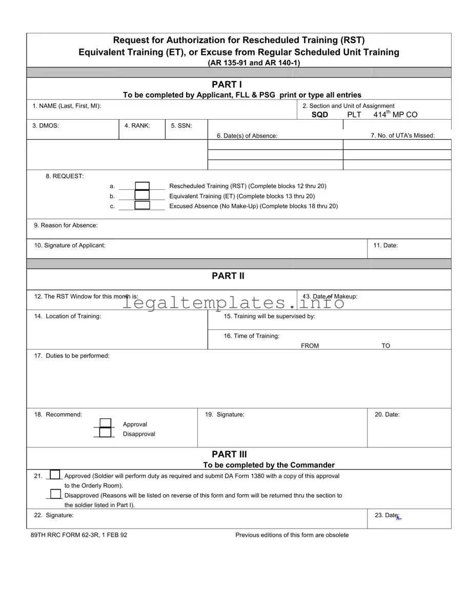 Fill a Valid Rst Army Form