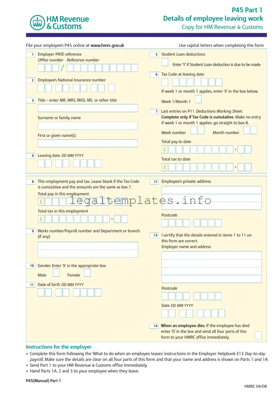 Fill a Valid P 45 It Form