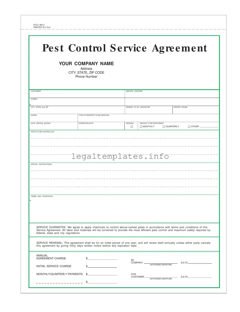 Fill a Valid Pest Control Contract Form