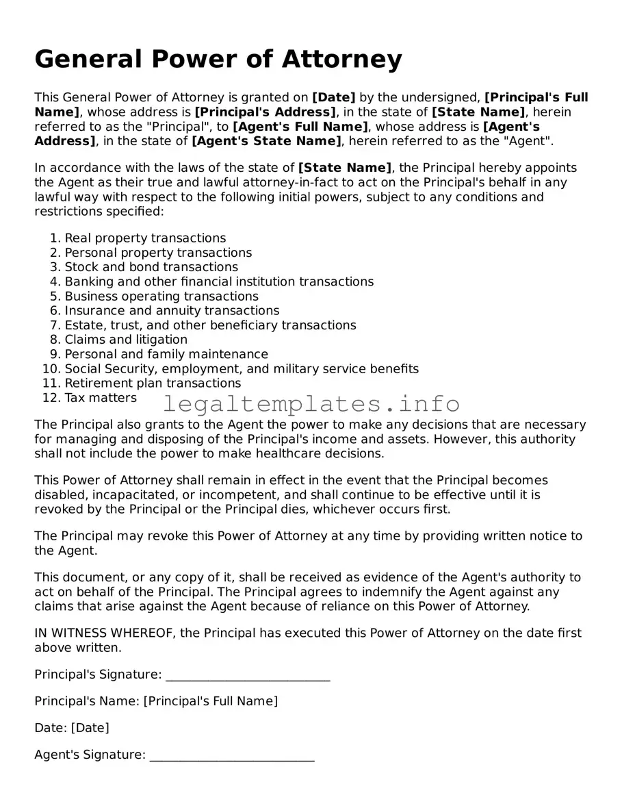 Fillable Power of Attorney Document