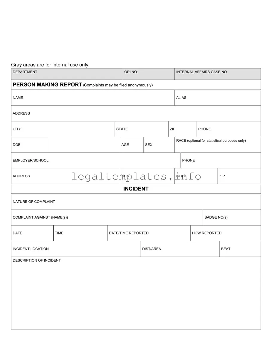Fill a Valid Police Report Form