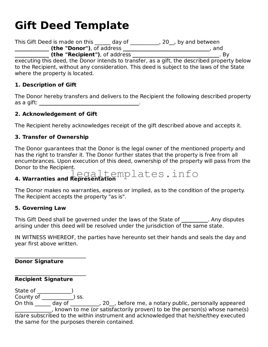 Fillable Gift Deed Document