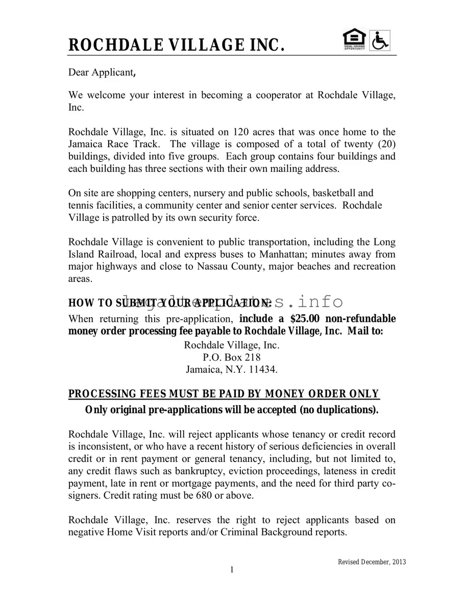 Fill a Valid Rochdale village application Form