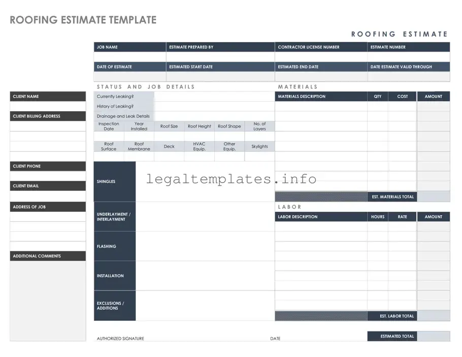 Fill a Valid Roofing Estimate Form