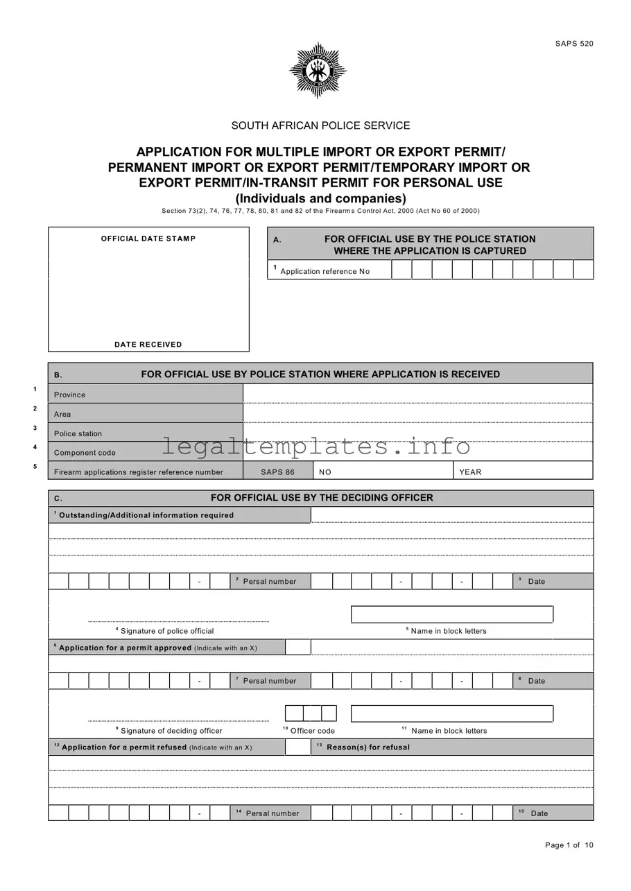 Fill a Valid Saps 520 Form