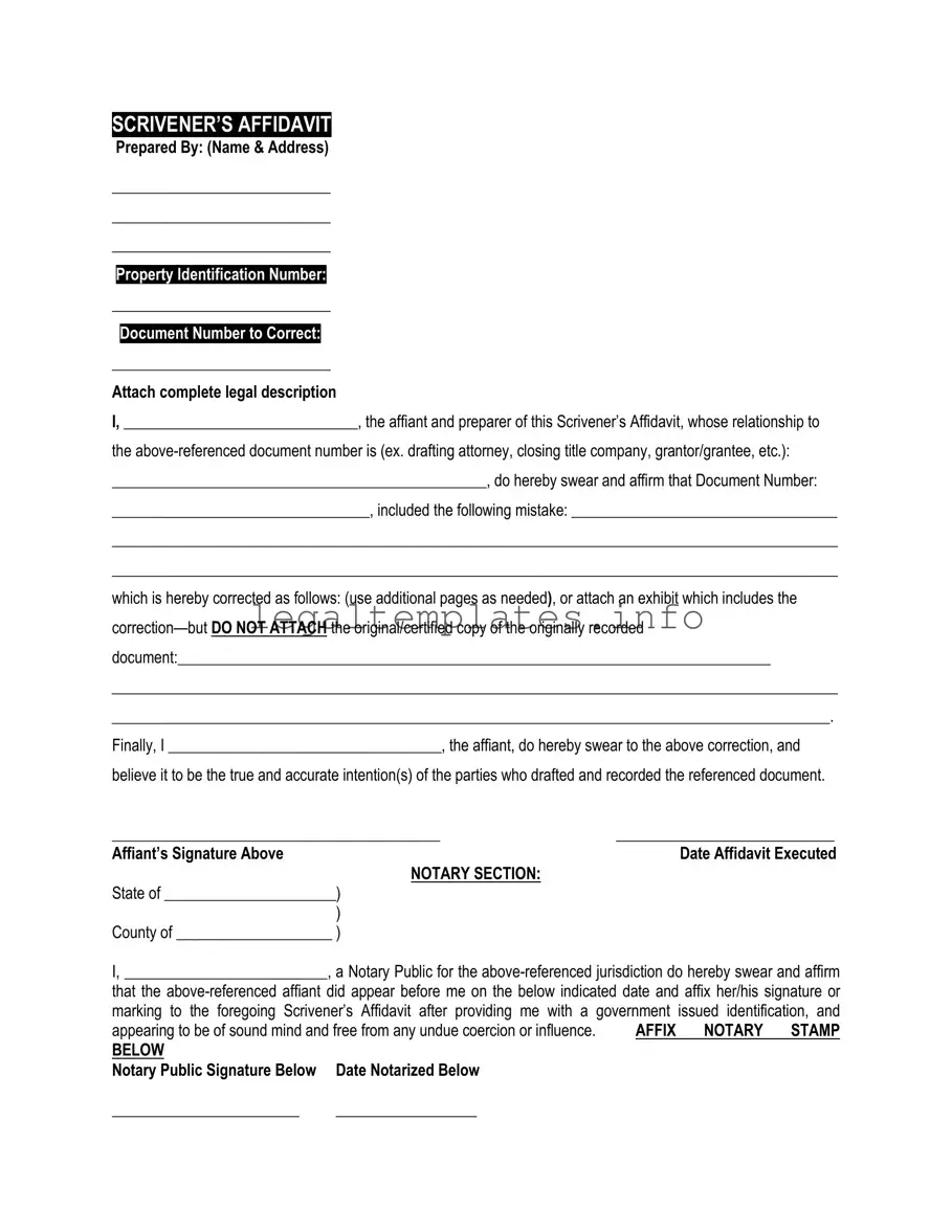 Fill a Valid Scrivener's Affidavit Form