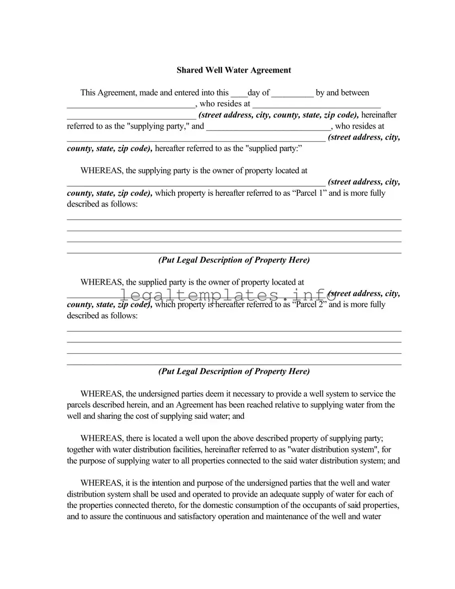 Fill a Valid Shared Well Agreement Form