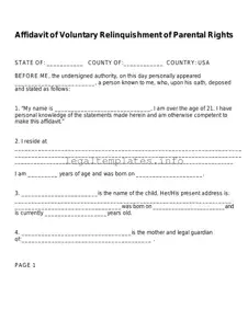 Fill a Valid Affidavit Parental Rights Form