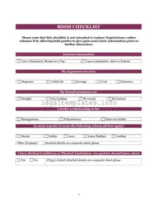 Fill a Valid Bdsm Checklist Form