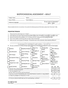 Fill a Valid Biopsychosocial Assessment Social Work Form