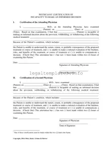 Fill a Valid Certification Of Incapacity Form