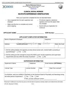 Fill a Valid Clinical Social Experience Verification Form