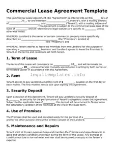 Fillable Commercial Lease Agreement Document