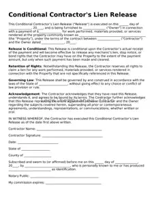 Fillable Conditional Contractor’s Lien Release Document