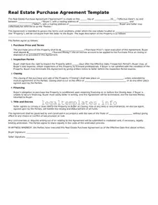 Fillable Real Estate Purchase Agreement Document