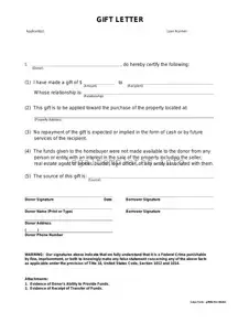 Fill a Valid Gift Letter Form