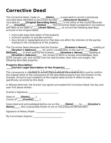 Fillable Corrective Deed Document