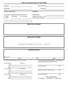 Fill a Valid Disciplinary Action Form