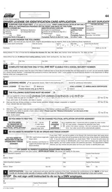 Fill a Valid Ca Dmv Dl 44 Form