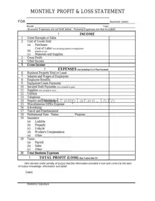 Fill a Valid Profit And Loss Form