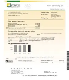 Fill a Valid Edison Electricity Bill Form