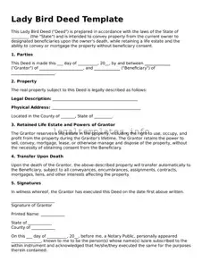 Fillable Lady Bird Deed Document