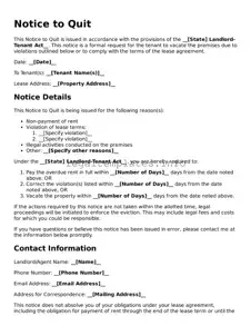 Fillable Notice to Quit Document