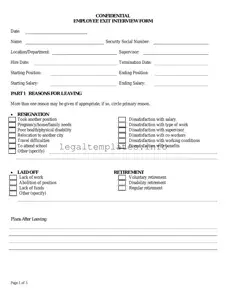 Fill a Valid Exit Interview Form