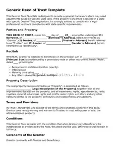 Fillable Deed of Trust Document