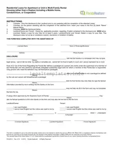 Fill a Valid Florida Realtors Residential Lease Form