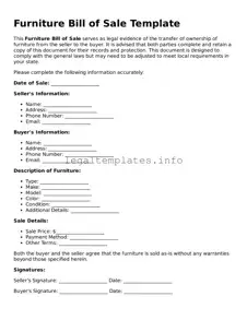 Fillable Furniture Bill of Sale Document