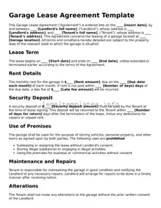 Fillable Garage Lease Agreement Document