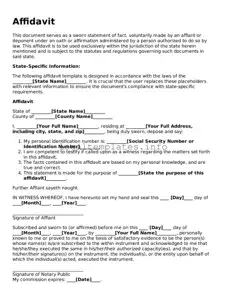 Fillable Affidavit Document