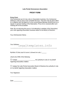 Fill a Valid Homeowners Association Proxy Form