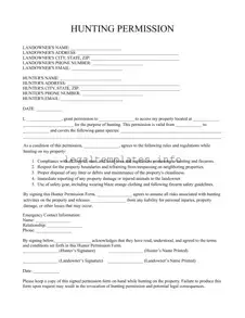 Fill a Valid Hunter Permission Form