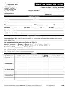 Fill a Valid Hvac Job Application Form