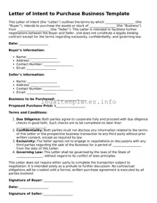 Fillable Letter of Intent to Purchase Business Document