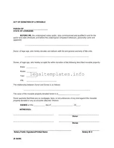 Fill a Valid Louisiana act of donation Form