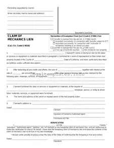 Fill a Valid Mechanics Lien California Form