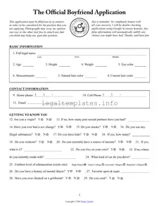 Fill a Valid Boyfriend application form Form