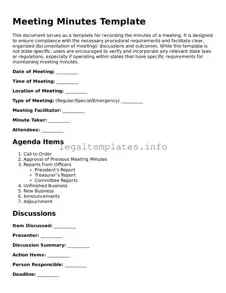 Fillable Meeting Minutes Document