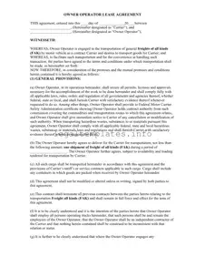 Fill a Valid Owner Operator Lease Agreement Form