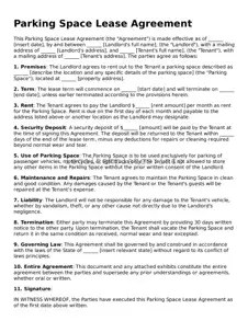 Fillable Parking Space Lease Agreement Document