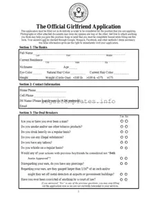 Fill a Valid Girlfriend Application Form