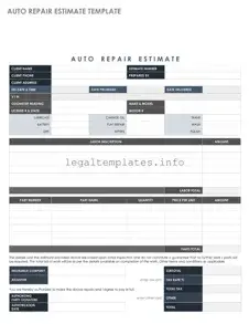 Fill a Valid Auto Repair Estimate Form
