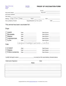 Fill a Valid Proof Of Vaccination Dog Form