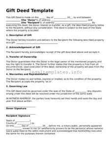 Fillable Gift Deed Document