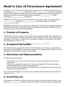 Fillable Deed in Lieu of Foreclosure Document