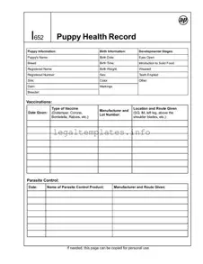 Fill a Valid Puppy Health Record Form