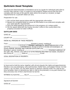 Fillable Quitclaim Deed Document